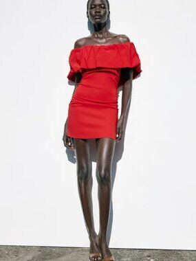 ZARA RUFFLE MINI DRESS BRAND NEW WITH TAGS SIZE SMALL